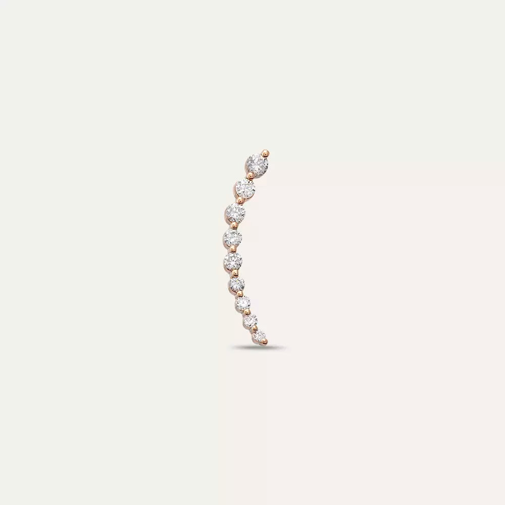 Alva Pırlanta Taşlı Rose Altın Tek Küpe