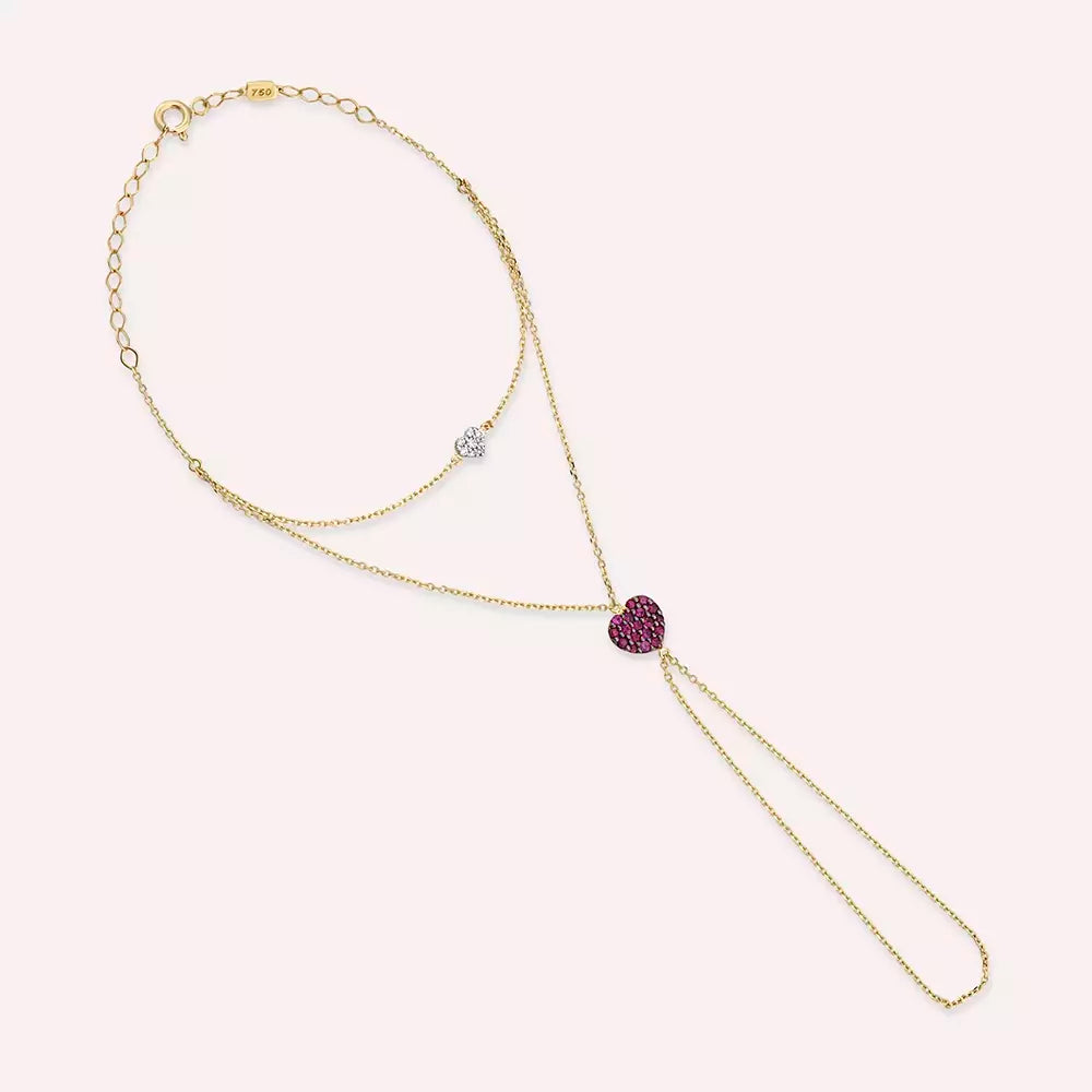 Amor Yakut ve Pırlanta Taşlı Sarı Altın Şahmeran