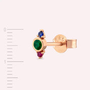 Andy Çok Renkli Taşlı Rose Altın Tek Küpe