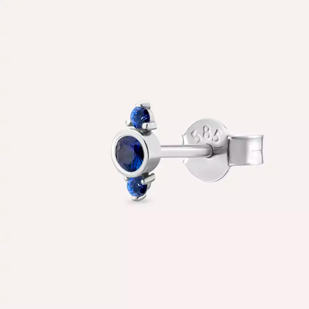 Andy Safir Taşlı Beyaz Altın Tek Küpe