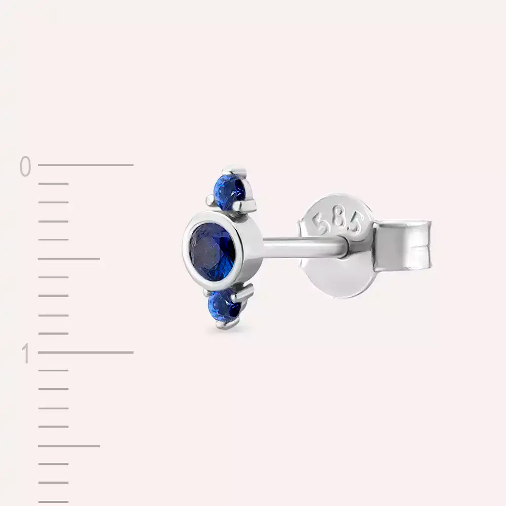 Andy Safir Taşlı Beyaz Altın Tek Küpe