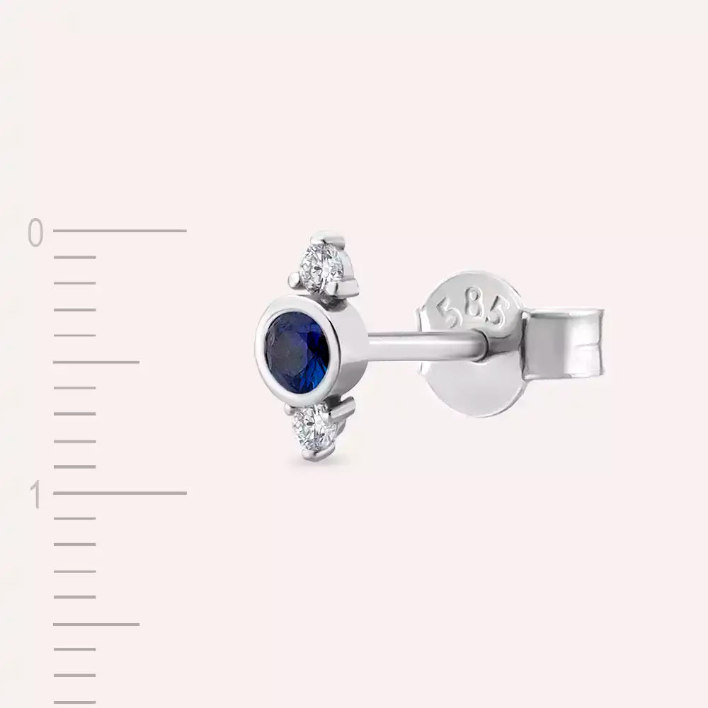 Andy Safir ve Pırlanta Taşlı Beyaz Altın Tek Küpe