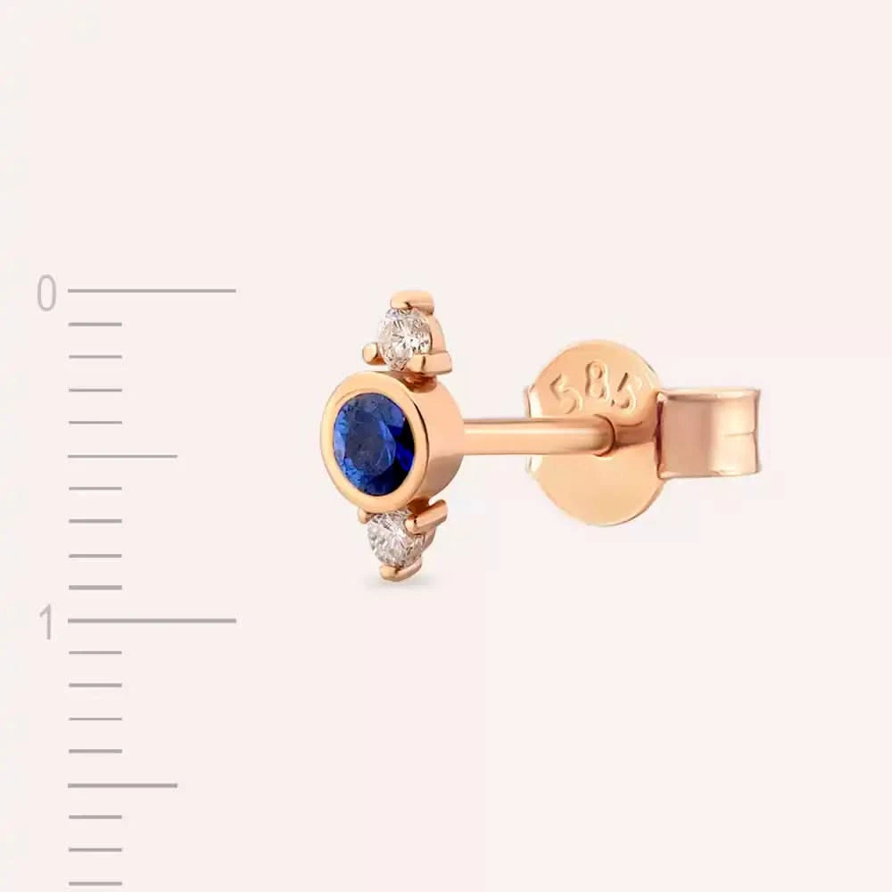 Andy Safir ve Pırlanta Taşlı Rose Altın Tek Küpe