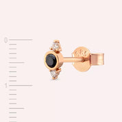 Andy Siyah Pırlanta Taşlı Rose Altın Mini Tek Küpe