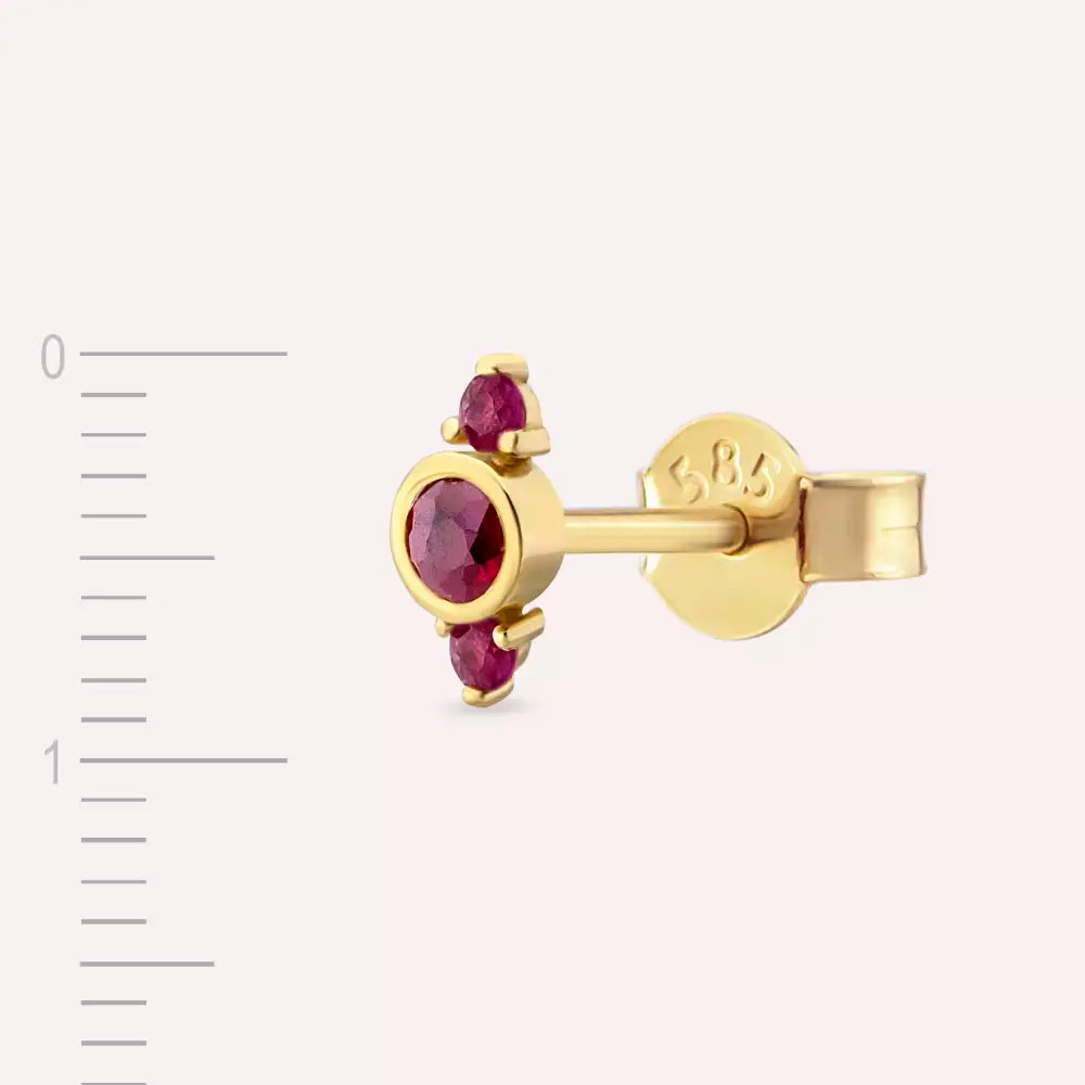 Andy Yakut Taşlı Sarı Altın Tek Küpe