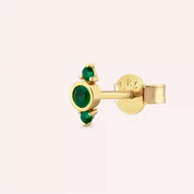 Andy Zümrüt Taşlı Sarı Altın Tek Küpe