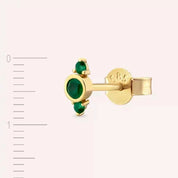 Andy Zümrüt Taşlı Sarı Altın Tek Küpe