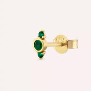 Andy Zümrüt Taşlı Sarı Altın Tek Küpe