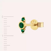 Andy Zümrüt Taşlı Sarı Altın Tek Küpe