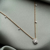 Anna Baget Kesim Pırlanta Taşlı Rose Altın Kolye