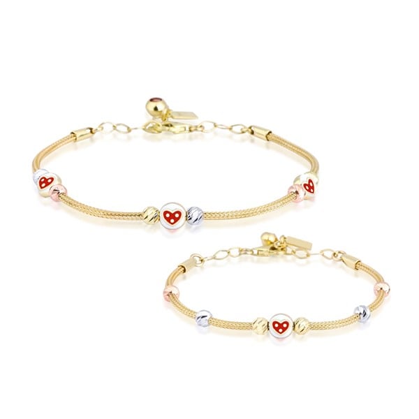 Anne Çocuk Çilek İkili Set Altın Bileklik