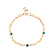 Anne Çocuk Nazar Boncuklu Top Top Altın Bileklik