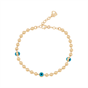 Anne Çocuk Nazar Boncuklu Top Top Altın Bileklik