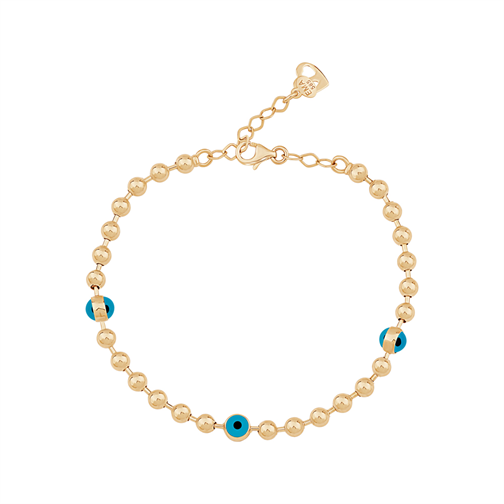 Anne Çocuk Nazar Boncuklu Top Top Altın Bileklik