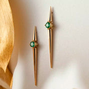 Filo Zümrüt Taşlı Rose Altın Küpe