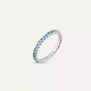 Aquamarin Taşlı Yarımtur Beyaz Altın Yüzük