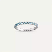 Aquamarin Taşlı Yarımtur Beyaz Altın Yüzük