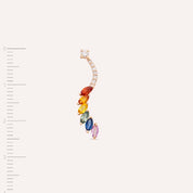 Arc 0.76 CT Multicolor Safir ve Pırlanta Taşlı Rose Altın Tek Küpe