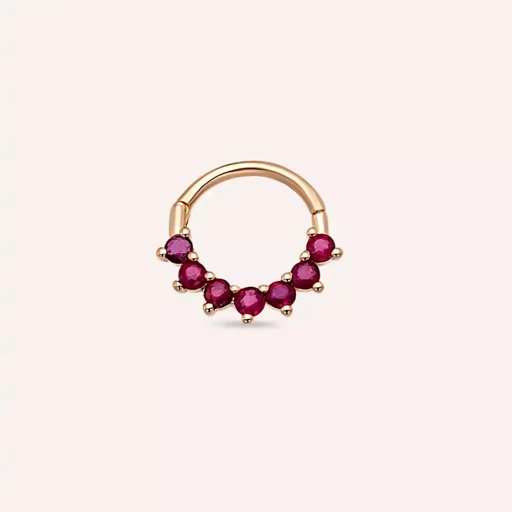 Arden Yakut Taşlı Rose Altın Halka Piercing