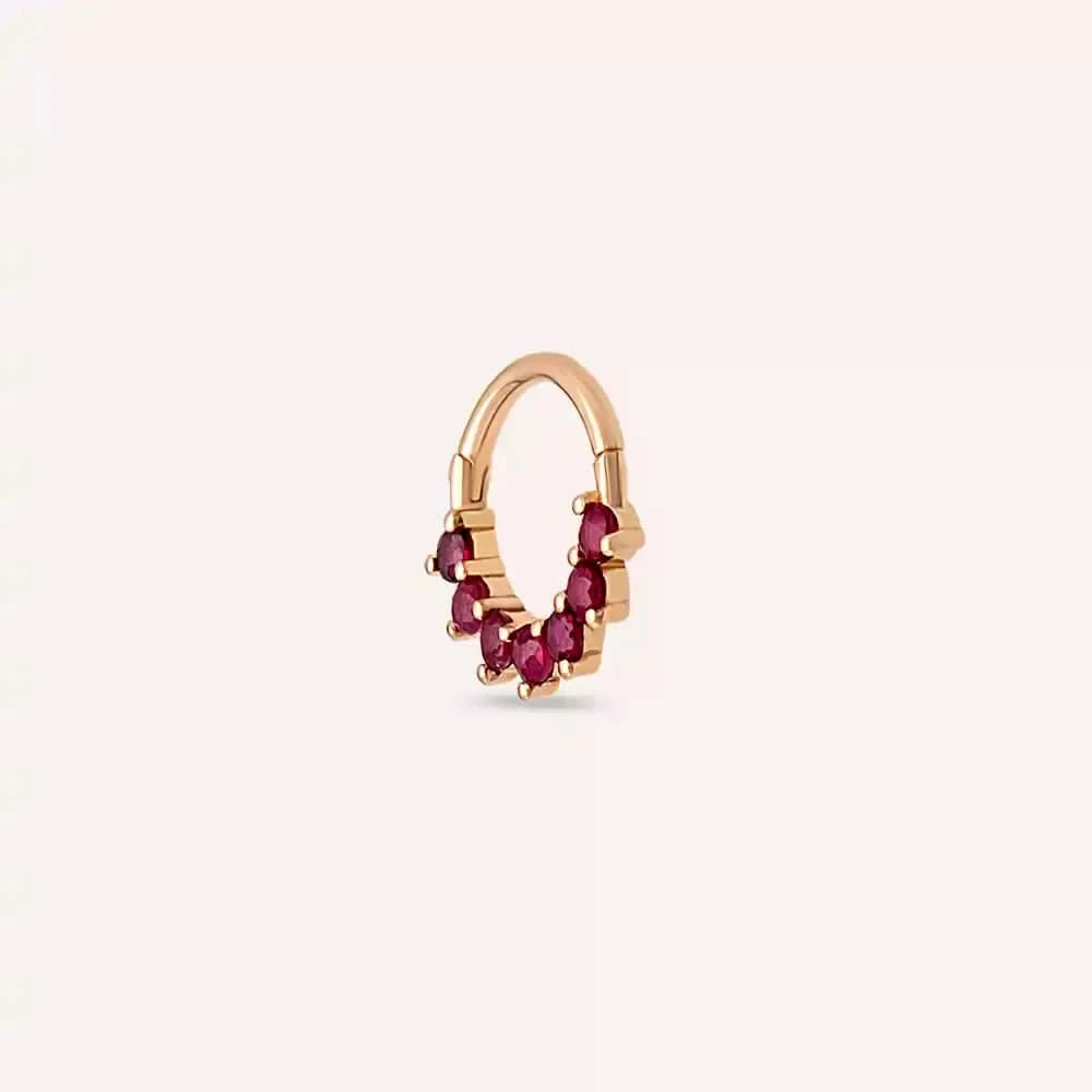 Arden Yakut Taşlı Rose Altın Halka Piercing