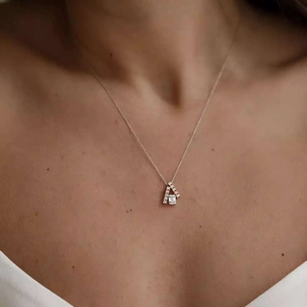 Aren Pırlanta Taşlı Beyaz Altın Kolye