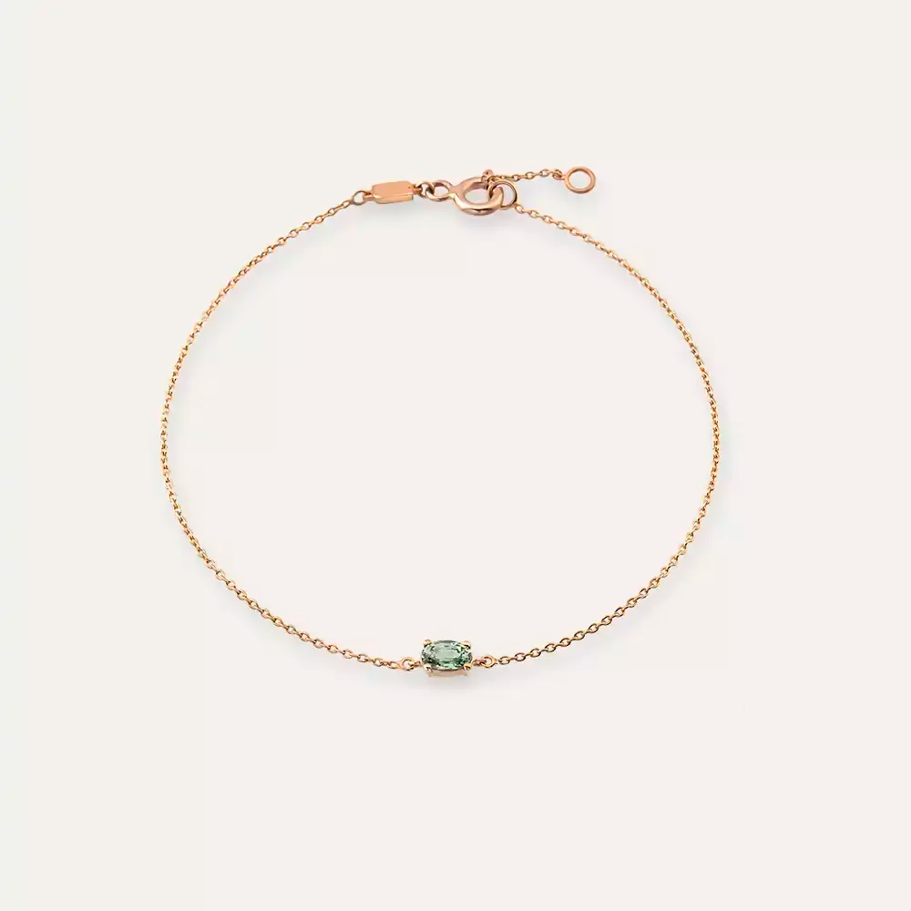 Aria Green Safir Taşlı Rose Altın Bileklik