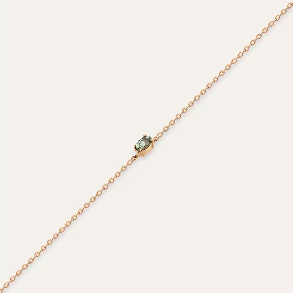 Aria Green Safir Taşlı Rose Altın Bileklik