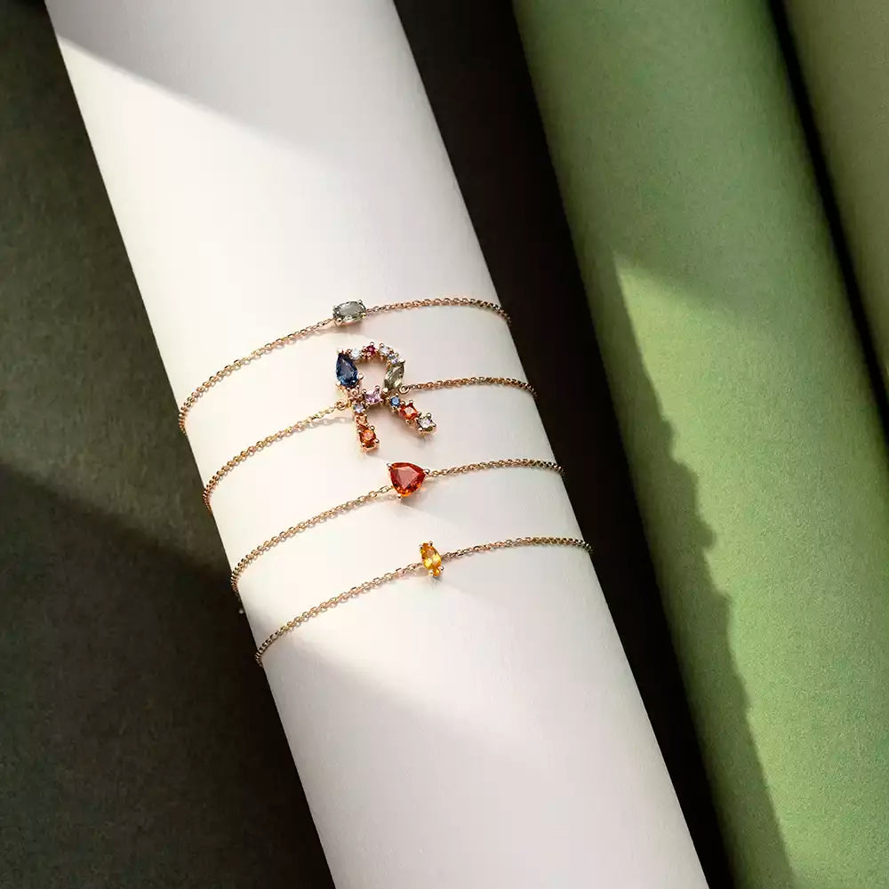 Aria Green Safir Taşlı Rose Altın Bileklik