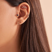 Arian Blue ve Red Safir Taşlı Rose Altın Piercing
