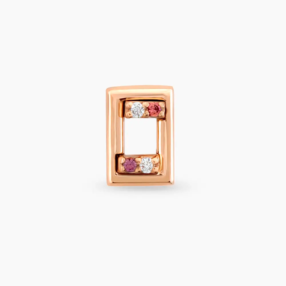 Arian Pırlanta ve Red Safir Taşlı Rose Altın Piercing