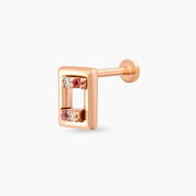 Arian Pırlanta ve Red Safir Taşlı Rose Altın Piercing