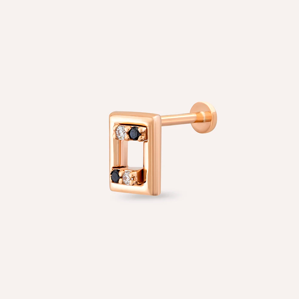 Arian Siyah Pırlanta Taşlı Rose Altın Piercing