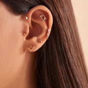 Arian Siyah Pırlanta Taşlı Rose Altın Piercing