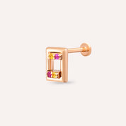 Arian Yellow and Pink Safir Taşlı Rose Altın Piercing