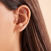 Arian Yellow and Pink Safir Taşlı Rose Altın Piercing