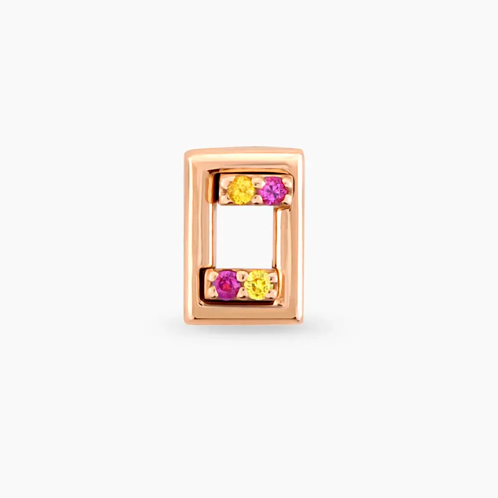 Arian Yellow and Pink Safir Taşlı Rose Altın Piercing
