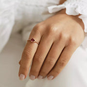 Arlo Damla Kesim Yakut ve Pırlanta Taşlı Rose Altın Yüzük