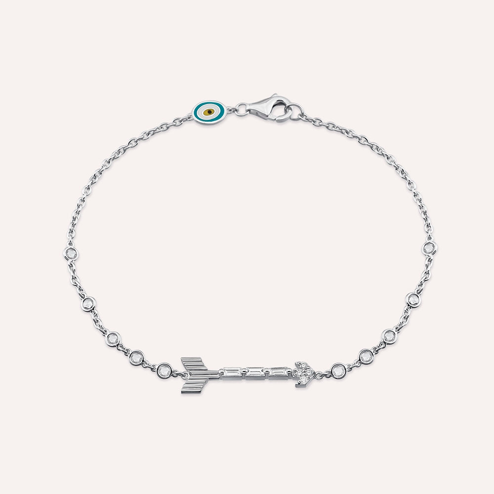 Arrow 0.48 CT Baget Pırlanta Taşlı Beyaz Altın Bileklik