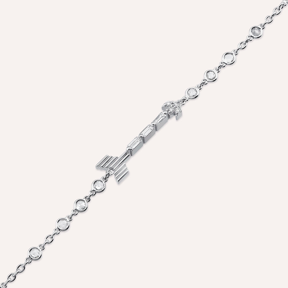 Arrow 0.48 CT Baget Pırlanta Taşlı Beyaz Altın Bileklik