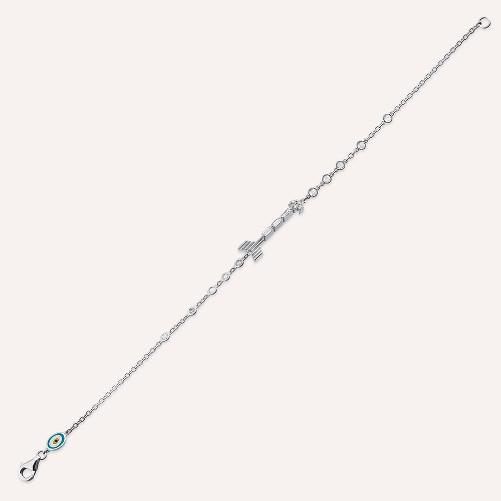 Arrow 0.48 CT Baget Pırlanta Taşlı Beyaz Altın Bileklik
