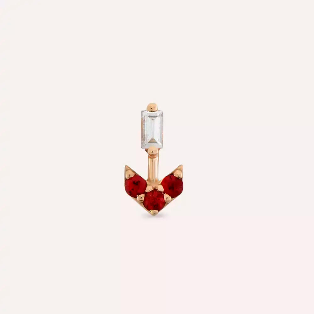 Arrow Multicolor Safir ve Pırlanta Taşlı Rose Altın Piercing