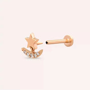 Aster Pırlanta Taşlı Rose Altın Piercing