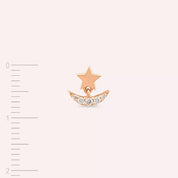 Aster Pırlanta Taşlı Rose Altın Tek Küpe