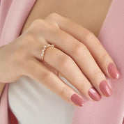 Aster Pırlanta Taşlı Rose Altın Yüzük