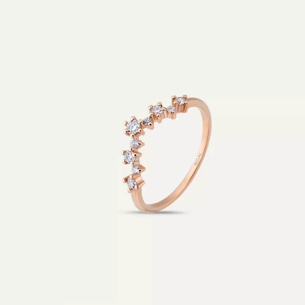 Aster Pırlanta Taşlı Rose Altın Yüzük