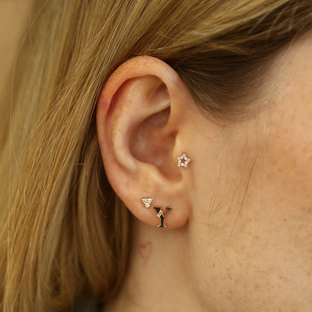 Asteria Pırlanta Taşlı Rose Altın Piercing