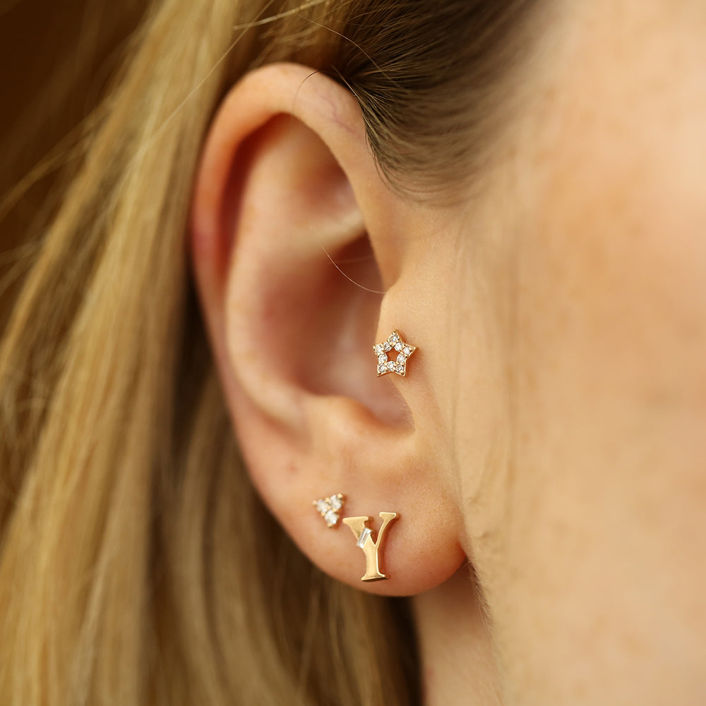 Asteria Pırlanta Taşlı Rose Altın Piercing