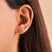 Asteroid Pırlanta Taşlı Beyaz Altın Tek Küpe