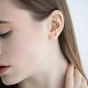 Asteroid Yakut ve Pırlanta Taşlı Rose Altın Baston Küpe