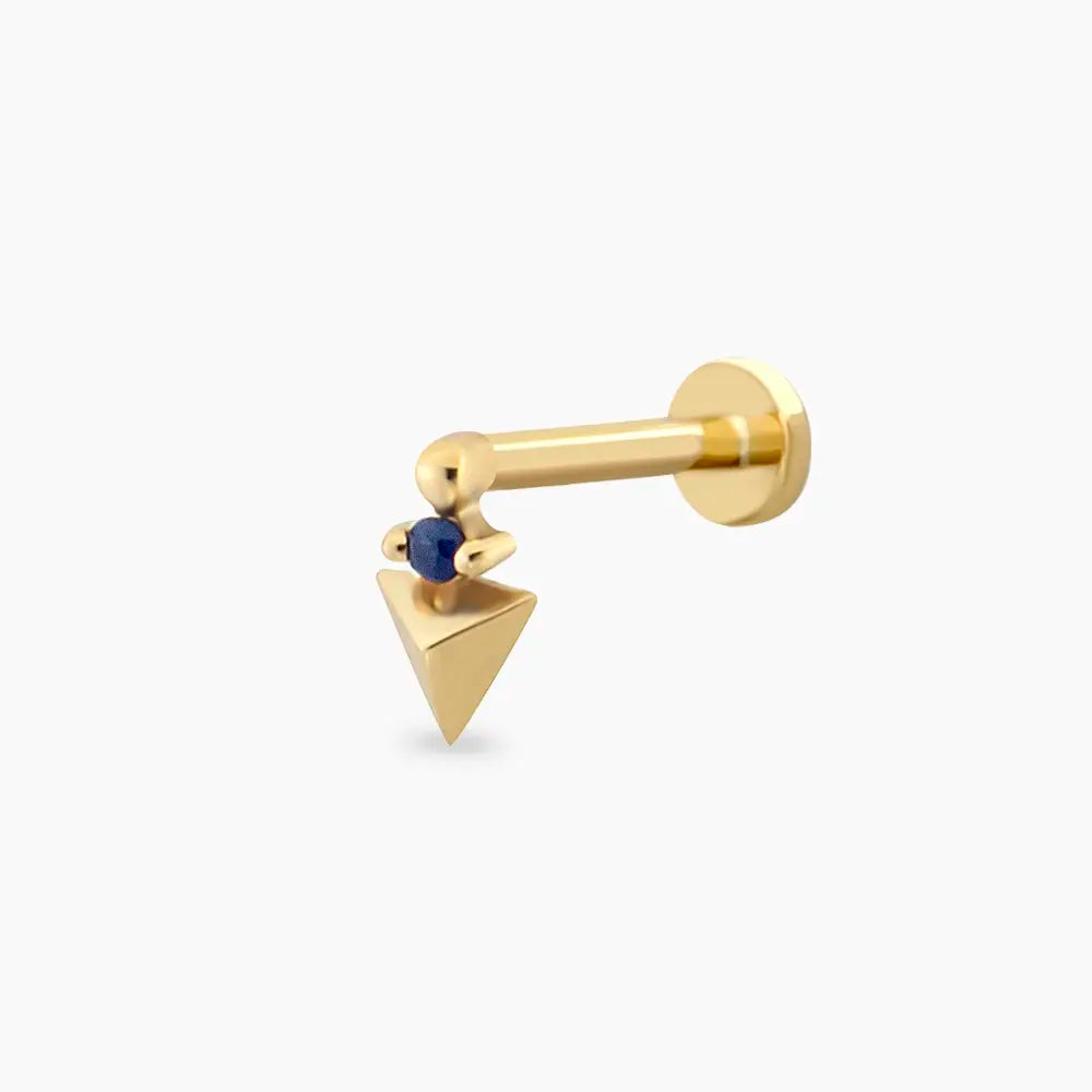Atea Blue Safir Taşlı Sarı Alrtın Piercing